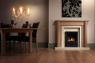 lighted black electronic fireplace